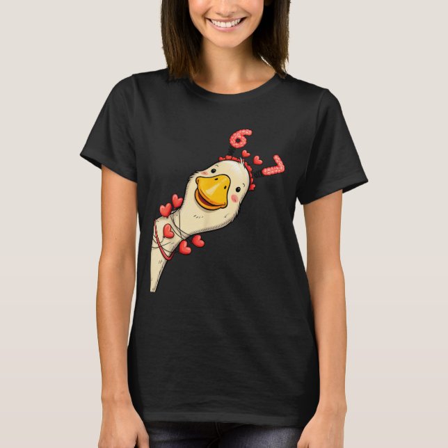 Camiseta Funny Valentine Goose 6 7 Six Seven Meme Matching  (Anverso)