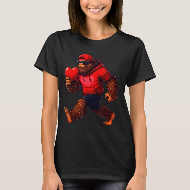 Camiseta Funny Valentines Day Bigfoot Heart Sungles Sasquat (Anverso)