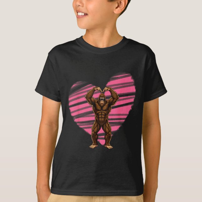 Camiseta Funny Valentines Day Bigfoot Sungles In Heart Sasq (Anverso)