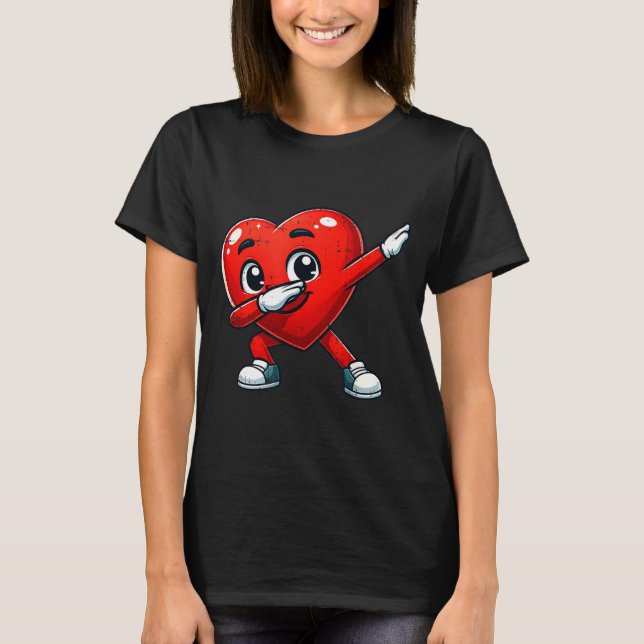 Camiseta Funny Valentines Day Dabbing Heart Lover Men Kids  (Anverso)