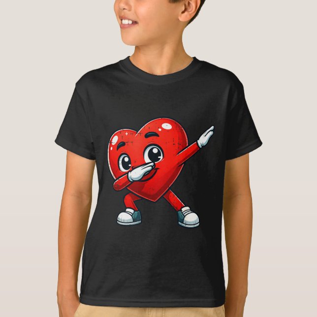 Camiseta Funny Valentines Day Dabbing Heart Lover Men Kids  (Anverso)