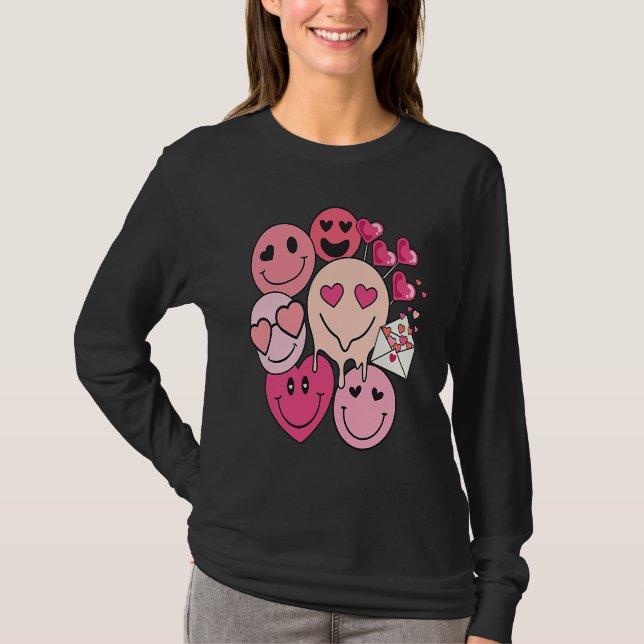 Camiseta Funny Valentine's Day retro smile heart candy (Anverso)