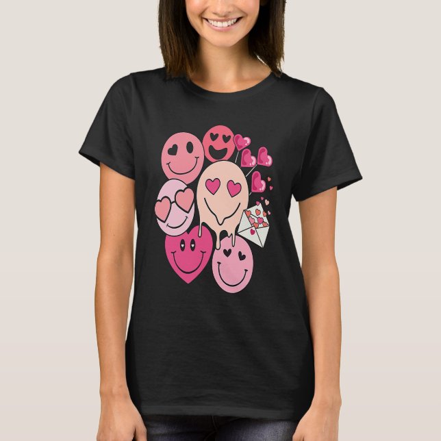 Camiseta Funny Valentine's Day retro smile heart candy (Anverso)