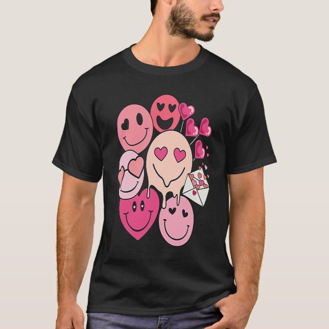 Camiseta Funny Valentine's Day retro smile heart candy (Anverso)