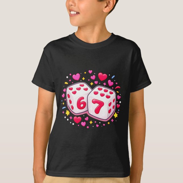 Camiseta Funny Valentines Day Shirt Cute Dice 67 Meme 6-7 S (Anverso)