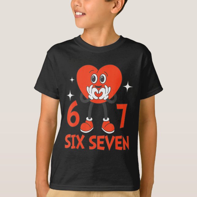 Camiseta Funny Valentines Six Seven Hearts 6 7 Meme Boys Gi (Anverso)