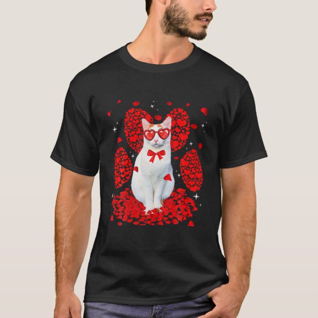 Camiseta Funny Van Cat Turco Valentine Paw Heart Cat Love (Anverso)