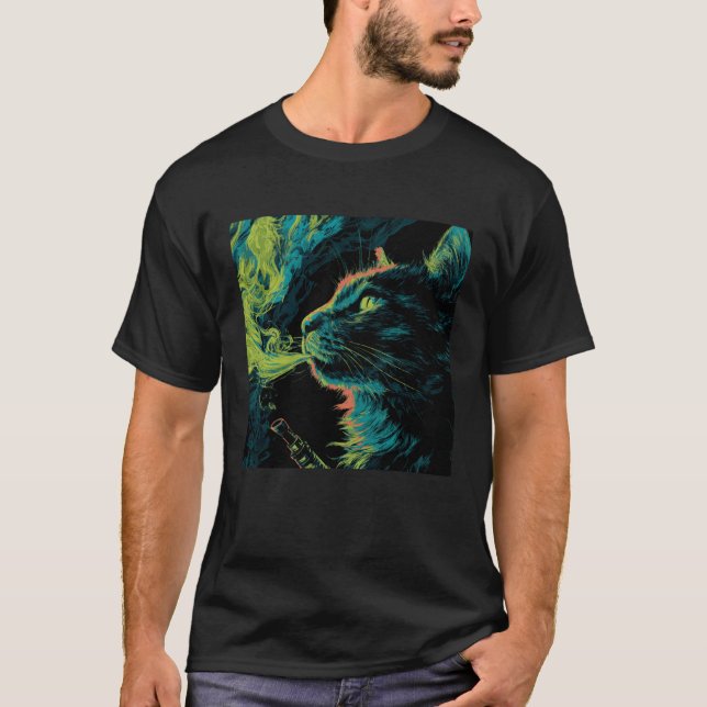 Camiseta Funny Vaping Cat, Vape Kitty Meme, Feline Vaper, C (Anverso)