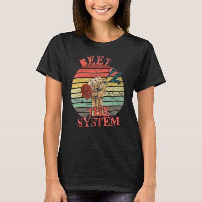 Camiseta Funny Vegan Beet the System Anarchy Retro Veganism (Anverso)