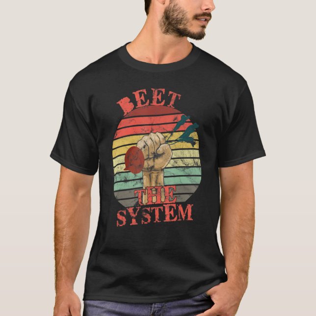 Camiseta Funny Vegan Beet the System Anarchy Retro Veganism (Anverso)