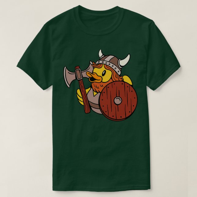 Camiseta Funny Viking Rubber Duck Ax Shield Helmet Beard Gi (Diseño del anverso)