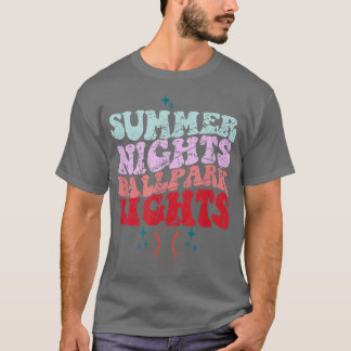 Camiseta Funny Vintage Baseball Mom Summer Nights Ballpark 