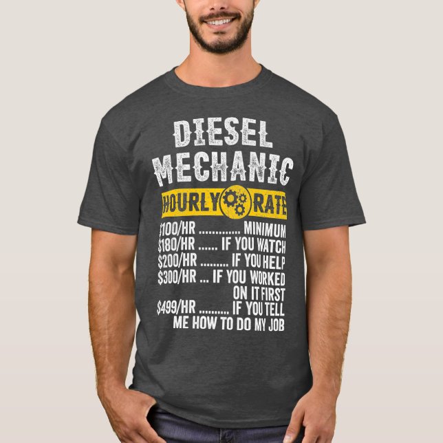 Camiseta Funny Vintage Diesel Mechanel Apparel Fun Hourly (Anverso)