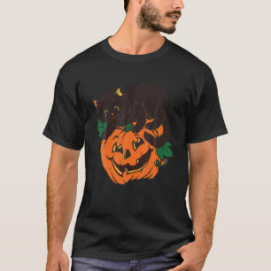 Camiseta Funny Vintage Halloween Ghost Black Cat Pumpkin T
