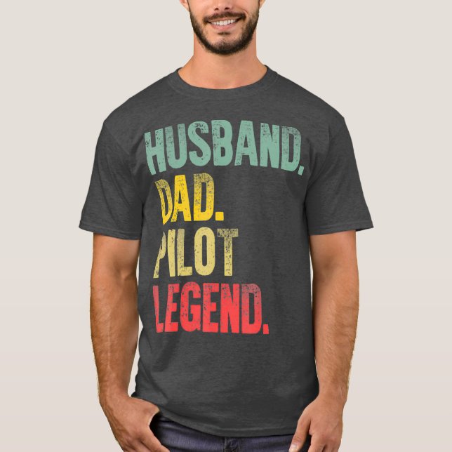 Camiseta Funny Vintage  Husband Dad Pilot Legend Retro (Anverso)