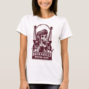 Camiseta Funny Vintage Rockabilly Skeleton