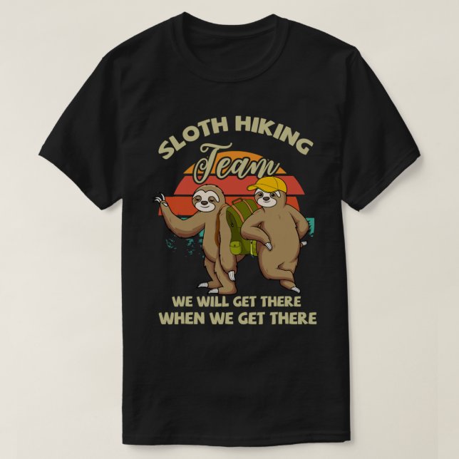Camiseta Funny Vintage Sloth Hiking Team Sloth (Diseño del anverso)