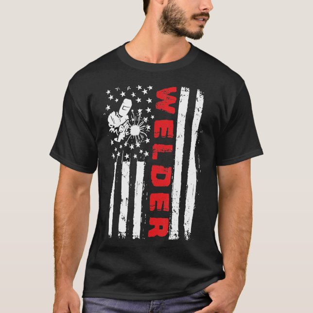 Camiseta Funny Vintage USA Flag Weldin (Anverso)