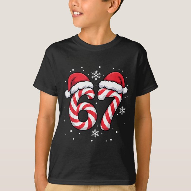 Camiseta Funny Viral 67 Candy Canes Santa Funny Holiday Kid (Anverso)