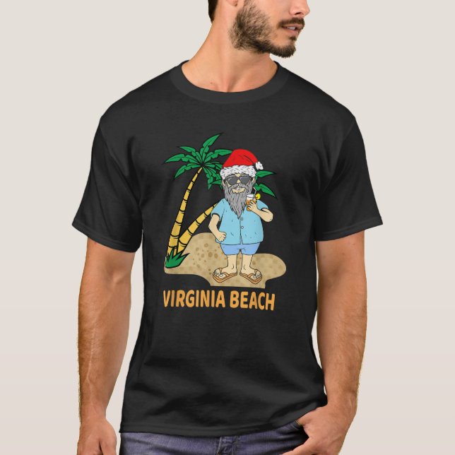 Camiseta Funny Virginia Beach Vacation Santa Theme Men Wome (Anverso)