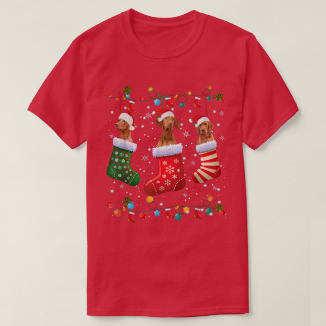 Camiseta Funny Vizsla Christmas Socks Lights Funny Dog Love (Diseño del anverso)