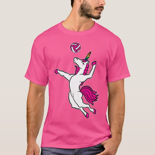 Camiseta Funny Voleibol Unicornio Para Chicas De Voleibol (Anverso)