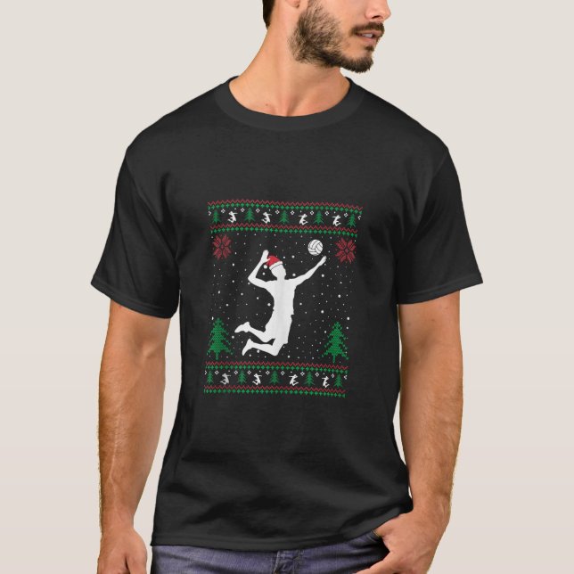 Camiseta Funny Voleyball Jugador Santa Hat Navidades feos S (Anverso)
