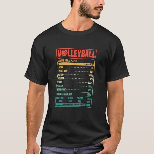 Camiseta Funny Volleyball Nutrition Facts Vball Team Fan Pl (Anverso)