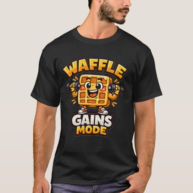 Camiseta Funny Waffle Gains Mode Shirt Cute Gym Waffle Tee (Anverso)