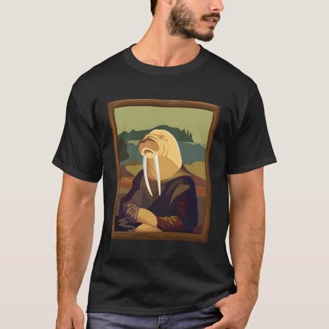 Camiseta Funny Walrus Mona Lisa Art Parody (Anverso)
