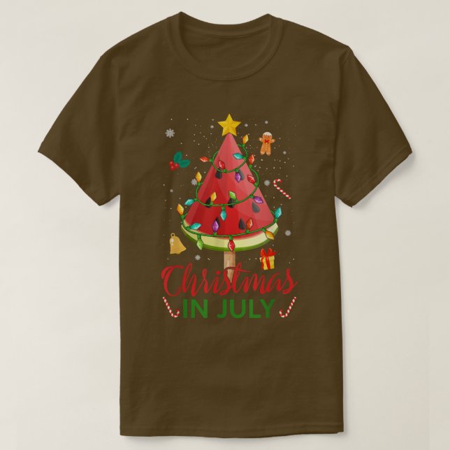 Camiseta Funny Watermelon Ice Cream And Xmas Lights Christm (Diseño del anverso)