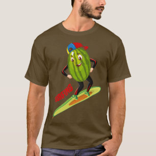 Camiseta Funny Watermelone Surfing Usando el pegatina del a