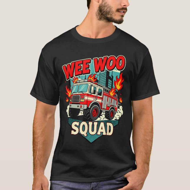 Camiseta Funny Wee Woo Squad Fire Department Firefighter Fi (Anverso)