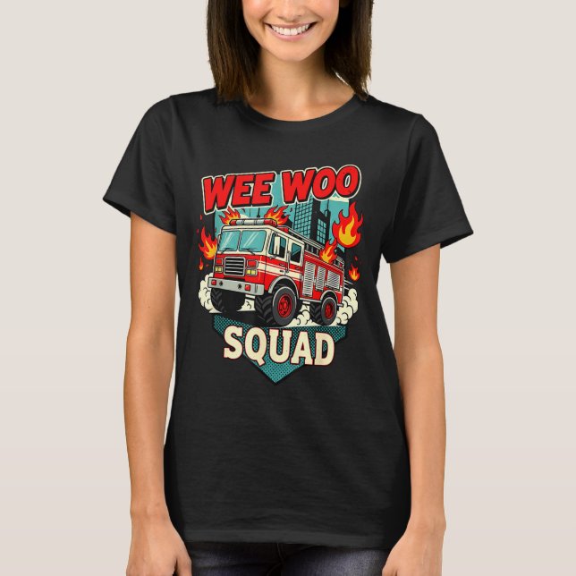 Camiseta Funny Wee Woo Squad Fire Department Firefighter Fi (Anverso)
