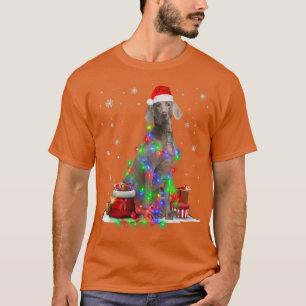 Camiseta Funny Weimaraner Navidades de árbol de perros ilum