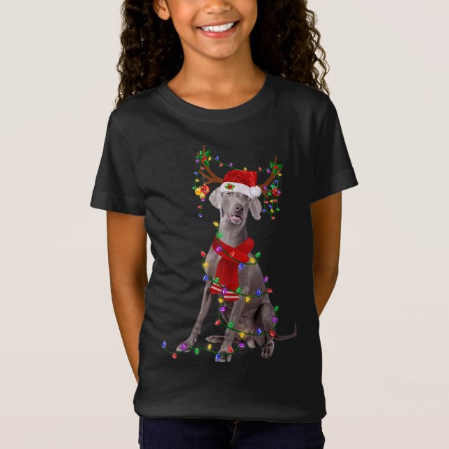 Camiseta Funny Weimaraner Navidades de árbol de perros ilum (Anverso)