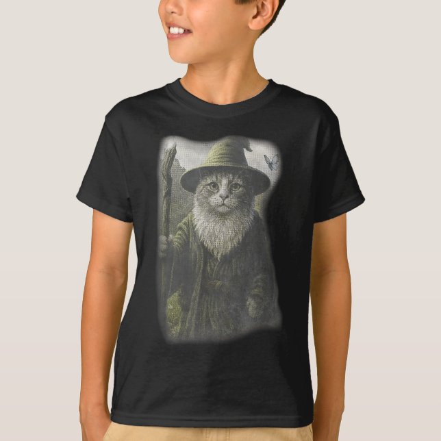 Camiseta Funny Weird Kitten Wizard Ghost Cat Meme Catdalf H (Anverso)