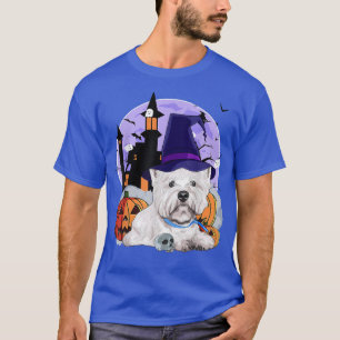 Camiseta Funny Westie Dog Halloween Witch Pumpkin 