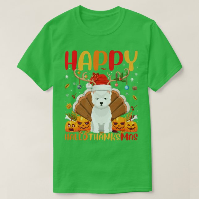 Camiseta Funny Westie Dog Lover Happy Westie HelloThanksMas (Diseño del anverso)