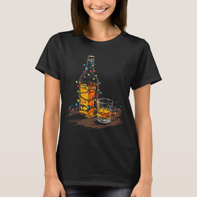 Camiseta Funny Whiskey Christmas Graphics Lights Lover Long (Anverso)