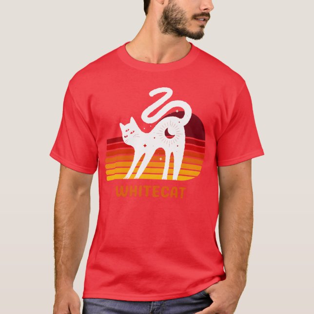 Camiseta funny white cat retro vintage boy (Anverso)