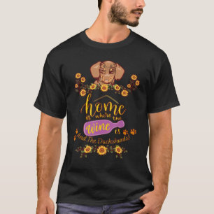 CAMISETA FUNNY WIENER PERRO EN CASA DONDE ESTÁ EL VINO Y DA