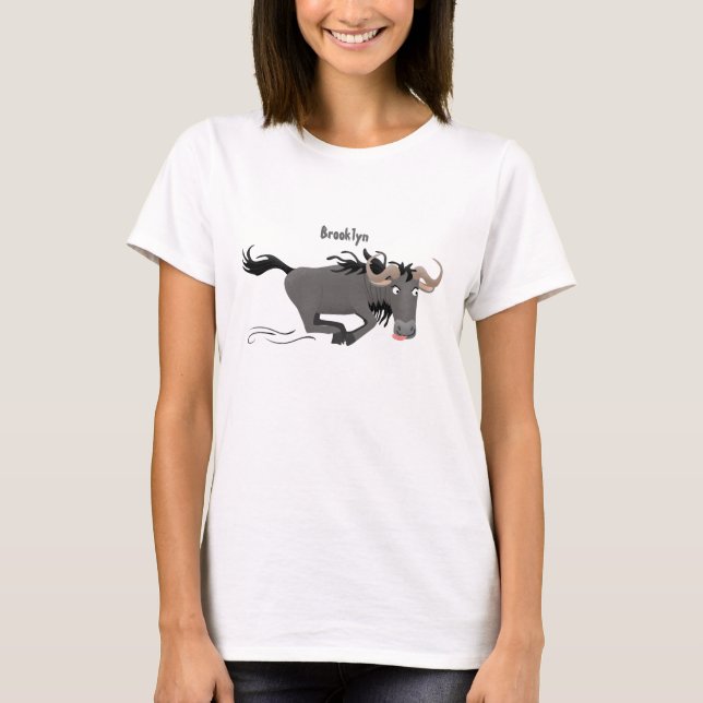 Camiseta Funny Wildebeest corriendo ilustracion personaliza (Anverso)