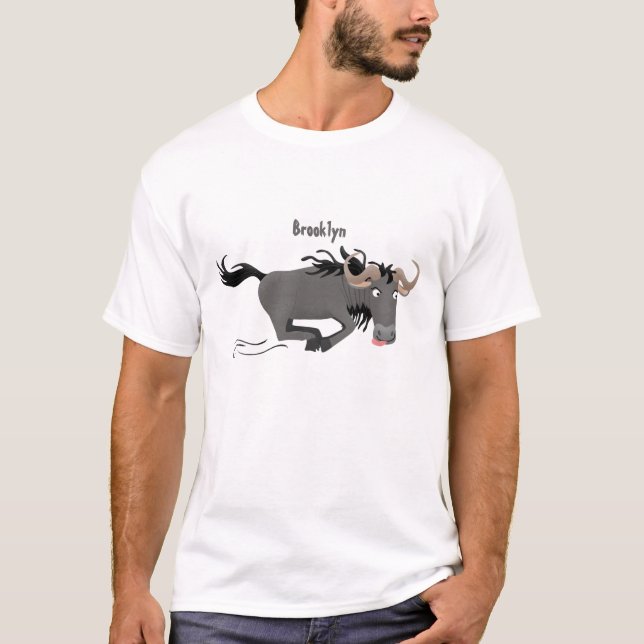Camiseta Funny Wildebeest corriendo ilustracion personaliza (Anverso)
