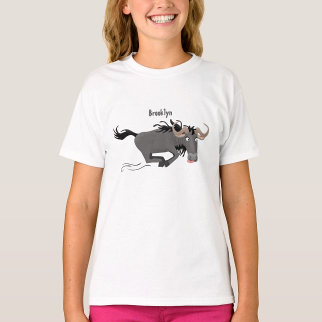 Camiseta Funny Wildebeest corriendo ilustracion personaliza (Anverso)