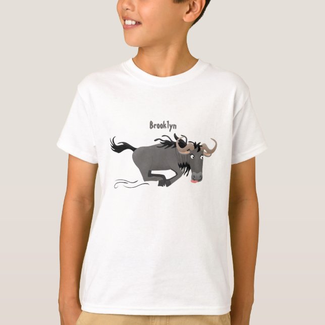 Camiseta Funny Wildebeest corriendo ilustracion personaliza (Anverso)