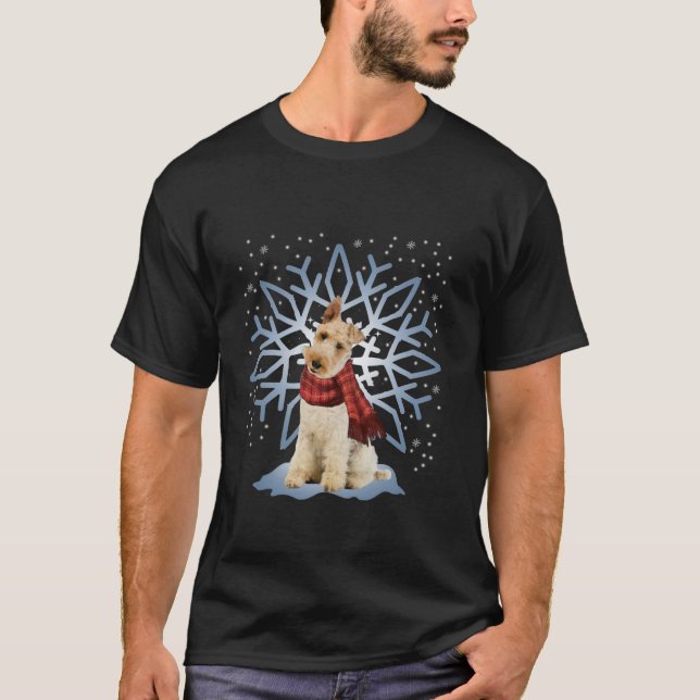 Camiseta Funny Wire Fox Terrier Navidades enciende Tree Dog (Anverso)