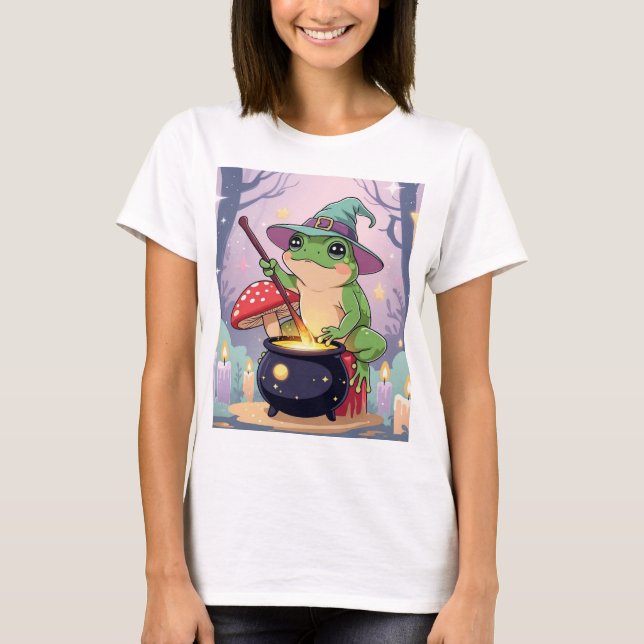 Camiseta Funny Witch Frog Women T-Shirt – Pastel Frog (Anverso)