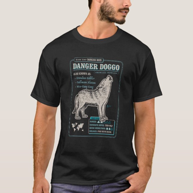 Camiseta Funny Wolf Fact File - Peligro Doggo 1 (Anverso)