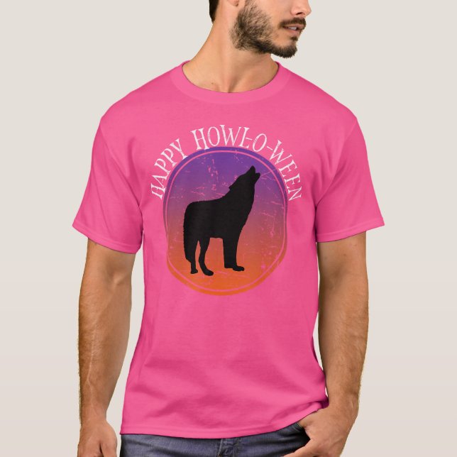 Camiseta Funny Wolf Howl Halloween Pun Happy Howl-O-Ween (Anverso)